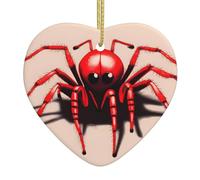 Cute little red spider Patterned Heart-shaped ceramic ornaments for home wall decoration, garden parties, and Christmas tree decorations.