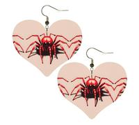 Cute little red spider Prints Stylish Heart-Shaped Earrings Lightweight Women'S Accessories Perfect For Parties And Valentine'S Day.