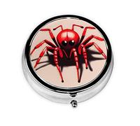 Cute Little Red Spider Round Pill Box. Portable Daily Medication Organizer, Travel-Friendly Design.