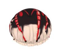 Cute Little Red Spider Shower Cap For Women Reusable Double Layers Bathing Bath Cap Hair Caps Waterproof Elastic Band Ladies Spa Salon Shower Hat Hair Caps