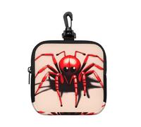Cute Little red Spider Small Waterproof Zipper Pouch-Neoprene Storage Bag for Earbuds, Keychain Clip Case