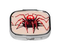 Cute Little red Spider Square mini Pill Box, Travel Pill Box, can be Put into Wallet or Pocket to Store a Variety of Small Items