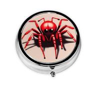 Cute Little red Spider This Small, Round Pill Box is a Portable Travel Medicine Organizer with Three compartments for Storing Daily medications.