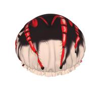 Cute little red spider Women's shower cap, waterproof, reusable, with washable elastic cord, suitable for long hair and braids, ideal for showering.