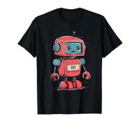 Cute Little Robot, Vintage Kids Robot Value Graphic T-Shirt, Men, Black, S
