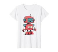 Cute Little Robot, Vintage Kids Robot Value Graphic T-Shirt, Women, White, S