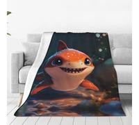 Cute Little Shark Ultra-Soft Flannel Blanket - One Blanket for Home, Travel, and The Outdoors - 80"x60"