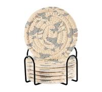 Cute Little Sharks Pattern Coasters Absorbant Coasters for Dining Table with Holder Set of 6 Minimalist Coaster Cup Coaster for Tabletop Protection Home Decor