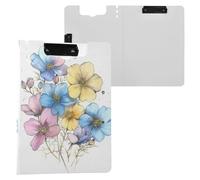 Cute Little Spring Blue Yellow Pink Flowers Clipboard Folder Horizontal and Vertical Double Clips Clip Board with Cover Clipboard Binder Coaching Trade Quest