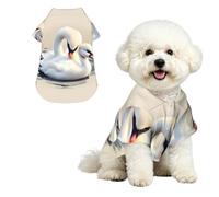 Cute little swan Breathable Hawaiian Dog Shirt Summer Button Up Top for Small Medium Dogs L