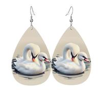 Cute little swan Leather Earring Pairs Teardrop Faux Leather Earrings Set for Women Lightweight Leather Dangle Drop Earrings.