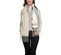 Cute little swan Shawl Wrap Women Reversible Jacquard Pashmina Imitation cashmere with Fringe for Evening, Wedding.