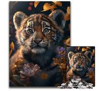 Cute Little Tiger Cub 1000Pc Adults Jigsaw Puzzle Wooden Jigsaw Puzzles Fun at Home Activities, Birthday Present, Travel Gifts 50x75CM/19.68x29.52inch