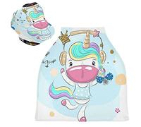 Cute Little Unicorn Girl Music Baby Car Seat Cover Canopy Stretchy Nursing Covers Breathable Windproof Winter Scarf for Infant Breastfeeding Boys Girls