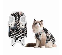 Cute Little White Mouse Dog Surgery Suit Recovery Suit, 100% Cotton Breathable Full Body Dog & Cat Surgical Suit with Cute Prints, Male & Female Pets Medium