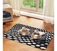 Cute Little White Mouse Pet Feeding Mat Dog Cat Eating Food Absorbent Leather Tablecloth for and Water Bowl Waterproof No Stains Quick Dry Non-Slip 17.72 * 11.8IN