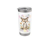 Cute Little Wolf with Flowers Cute Wolves Animal Moon Stainless Steel Insulated Tumbler