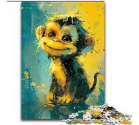 Cute Little Yellow Monkey Jigsaw Puzzles for Adults 1000 Pieces, Fun Games Every Piece Is Unique - Challenging Family Fun Game (26x38cm)