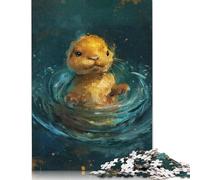 Cute Little Yellow Otter Jigsaw Puzzle for Adults 500 Pieces Wooden Jigsaws Puzzles Decompression Game Toy Puzzle Challenging Game 500pcs (52x38cm)