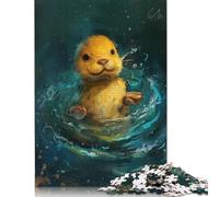 Cute Little Yellow Otter Wooden Jigsaw Puzzles for Adults, 500 Piece Puzzle Educational Games Jigsaw Puzzle Gifts for Christmas Birthday 500pcs (52x38cm)