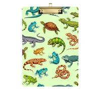 Cute Lizards Clipboards Writing Clipboard Cute Decorative Letter Size Clipboards with Low Profile Metal Clip for Classrooms, Restaurants, School
