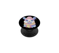 Cute Llama Alpaca Smiling Winter Portrait Art Graphic Animal PopSockets Adhesive PopGrip