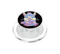 Cute Llama Alpaca Smiling Winter Portrait Graphic Animal PopSockets PopGrip for MagSafe