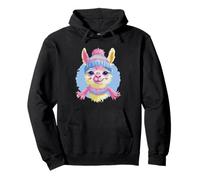 Cute Llama Alpaca Winter Portrait Animal Graphic With Scarf Pullover Hoodie