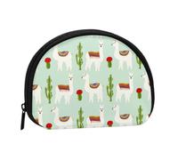 Cute Llama Alpaca with Cactus Coin Purse | Women Wallet Portable Lightweight Small Bag For Cards Coins Cash Lipstick Keys