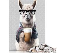 Cute Llama And Expresso 1000 Piece Jigsaw Puzzles for Adults | | Family Fun Jigsaws Puzzles for Adults Gifts Intellectual Games 1000pcs (38x26cm)