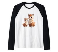 Cute Llama and Little Llama Animal Design Raglan Baseball Tee