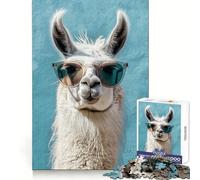 Cute Llama Art 1000 Pieces Puzzles for Adults DIY Fun Tight Connection Pattern Build Xmas Present (38x26cm)
