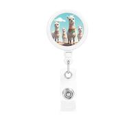 Cute Llama Badge Reel Retractable Badge Holder with Keychain Funny ID Clips for Badges Lightweight Plastic Name Card Holders for Nurses Office Teacher