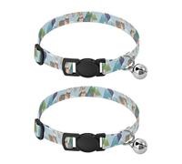 Cute Llama Blue Collar for Kitten, 2 Pack Cat Collar Breakaway with Bell