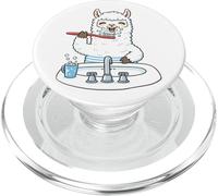 Cute Llama Brushing Teeth Bathroom Humor Art PopSockets PopGrip for MagSafe
