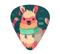 Cute Llama Cartoon 12 Pcs Guitar Picks, 0.46mm/0.71mm/0.96mm Thickness, Guitar Plectrum With Storage Case For Acoustic-Electric Guitar Ukulele Bass
