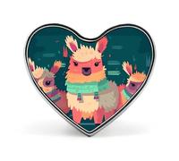 Cute Llama Cartoon Button Pin Heart Shape Alloy Lapel Pins Badges Novelty Funny Enamel Pins Personalized Pinback Button Badges Cute Heart Brooche for Jackets Bags