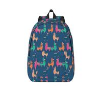 Cute Llama Cartoon Canvas Backpack Laptop Bag Adjustable Straps Vintage Casual School Travel Outdoor Work Camping