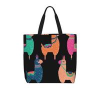 Cute Llama Cartoon Print Fashion With Zip Shoulder Bag Casual Handbag Shopper Bag For Work Travel