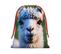 Cute Llama Drawstring Gift Bag Holiday Present Goody Bags For Xmas Party Reusable Storage Pouches