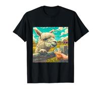 Cute Llama Drinking Bubble Tea Boba Farm Value Graphic T-Shirt