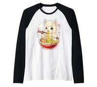 Cute Llama Eating Ramen Noodle Soup Lover Alpaca Japanese Raglan Baseball Tee