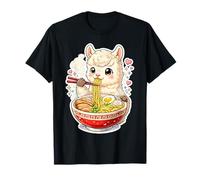Cute Llama Eating Ramen Noodle Soup Lover Alpaca Japanese T-Shirt