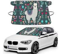 Cute Llama Floral Car Windshield Cover for Ice and Snow, Printed Windshield Snow Cover Universal Fit for Cars, SUVs & Sedans