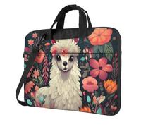Cute Llama Floral Laptop Bag 14 inch Business Briefcase for Men Women Water Resistant Laptop Shoulder Bag