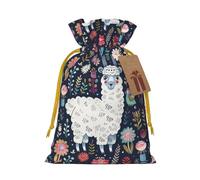 Cute Llama Floral Printed Christmas Drawstring Gift Bags-Xmas Wrapping Bags,Candy Bag,For Holiday Party Decorations,Wedding Party Supplies S Yellow Christmas Ribbon