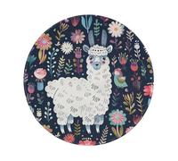 Cute Llama Floral Printed Gaming Mouse Pad 1 PCS, Round Non-Slip Rubber Base Laptop Mousepad Desk Mat for Gamer, Office, Home