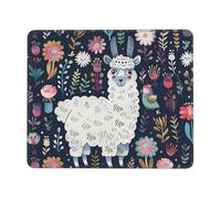 Cute Llama Floral Printed Gaming Mouse Pad 12x10 Inches, Non-Slip Rubber Base Laptop Mousepad Desk Mat with Stitched Edges for Gamer, Office, Home