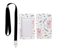 Cute Llama Flower Accents ID Card Holder with Black Lanyard, Bus Pass Holders, Vertical ID Cards Protector for Nurse, Vertical Cards Protector for Men, Teacher Stuff Bus Driver Accessories