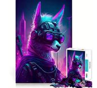 Cute Llama Human Cyberpunk 1000 Pieces Puzzles for Adults DIY Fun Tight Connection Pattern Build Xmas Present (50x75cm)